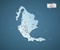 Isometric 3D Mexico vector map concept.