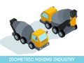 Isometric 3D mining industry icons set 2 image of mining equipment and vehicles isolated on a light background vector illustration Royalty Free Stock Photo