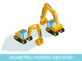 Isometric 3D mining industry icons set 3 image of mining equipment and vehicles isolated on a light background vector illustration Royalty Free Stock Photo