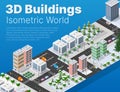 Isometric 3d module block district part of the city