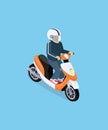 Isometric 3D Motorbiker with Motorcycle Royalty Free Stock Photo