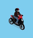 Isometric 3D Motorbiker with Motorcycle