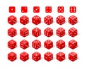 Isometric 3d red dice set