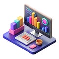 Isometric 3d render of business data analysis Royalty Free Stock Photo