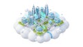 Smart City Isometric Future Technology, Cloud Computing Concept Royalty Free Stock Photo