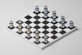 Isometric 3D rendering Chess Covid-19 vaccine bottle mRNA and inactivated efficacy, Strategy Vaccination Campaign for Herd