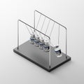 Isometric 3D rendering Covid-19 vaccine bottle momentum Newton`s cradle, Vaccination Campaign Plan for Herd immunity protection