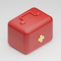 Isometric 3D rendering First aid box toy from wood, Vaccination Campaign for Herd immunity Kids protection from pandemic concept