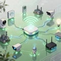 IoT Central Hub Connecting Smart Devices and Industrial Systems Royalty Free Stock Photo