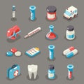 Isometric 3d Sign Health Medical Hospital Ambulance Healthcare Doctor Flat Symbol Collection Icons Set Vector