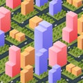 Isometric 3d street downtown architecture district part of the city