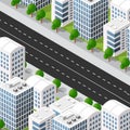 Isometric 3d street downtown architecture district part