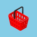 Isometric 3d supermarket shopping basket for convinience store shop isolated on light blue background. This object can help you ve Royalty Free Stock Photo