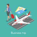 Isometric 3d vector concept of business trip.