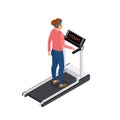 The girl is running on the treadmill.