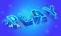 Isometric 3d Word Play. Miniature City Characters. Royalty Free Stock Photo