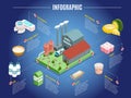 Isometric Dairy Factory Infographic Concept