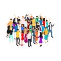 Isometric Dancing People Characters Crowd Circle. Vector Royalty Free Stock Photo