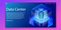 Isometric Data center and Enterprise hosting solutions concept.Web template design.vector illustration