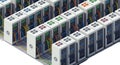 Isometric Data Center Server Racks and Cables Royalty Free Stock Photo