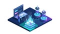 Isometric Data Processing, Futuristic Tech Research Facility, vector design Generative AI Royalty Free Stock Photo
