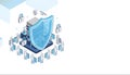 Isometric Data Security Shield Protection Team Concept Royalty Free Stock Photo