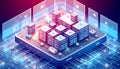 Isometric data server, cloud computing, digital technology, network, Stock Photo, Generative AI Royalty Free Stock Photo