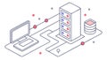 Isometric Data Server and Laptop Vector for Cloud Computing Concepts, vector design Generative AI Royalty Free Stock Photo