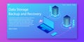 Isometric data storage, Backup and recovery with laptop and smartphone concept.Web template design.vector illustration Royalty Free Stock Photo