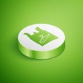 Isometric Dead bird, plastic icon isolated on green background. Element of pollution problems sign. White circle button Royalty Free Stock Photo