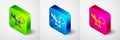 Isometric Debugging icon isolated on grey background. Debugging tool. Magnifying glass on bug programming. Testing and Royalty Free Stock Photo