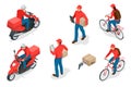 Isometric delivery service or courier service concept. Delivery Workers or courier. Vector illustration