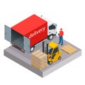 Isometric delivery and shipment service. Vector illustration Royalty Free Stock Photo