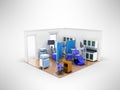 Isometric dental room with twin chairs diagnostic department blu Royalty Free Stock Photo