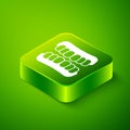 Isometric Dentures model icon isolated on green background. Teeth of the upper jaw. Dental concept. Green square button Royalty Free Stock Photo