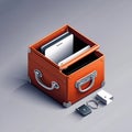 An isometric depiction of a open briefcase icon Royalty Free Stock Photo