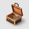 An isometric depiction of a open briefcase icon Royalty Free Stock Photo