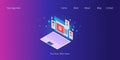 Viral video marketing, content gone viral, social media, audience engagement 3d style isometric web banner concept. Royalty Free Stock Photo