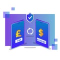 Isometric design online currency exchange concept illustration vector Royalty Free Stock Photo