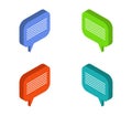 Isometric dialog cloud icon illustrated in vector on white background Royalty Free Stock Photo