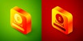Isometric Diameter icon isolated on green and red background. Square button. Vector