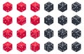 Isometric dice, board game cubes. Gambling poker and backgammon dice, casino gambling pieces isolated 3d vector illustration set Royalty Free Stock Photo