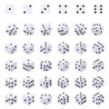 Isometric dice cube. Lucky dices number combinations for cards game or backgammon, rolling falling 3d cubes geometric