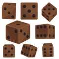 Isometric dice number lucky game fortune casino variants loss gamble cube vector illustration.