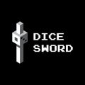 Isometric dice sword logo template suitable for game Royalty Free Stock Photo