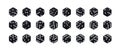 Isometric dice. Variants black game cubes isolated on white background. All possible turns authentic collection icons in