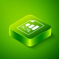 Isometric Diet plan icon isolated on isolated on green background. Concept of fitness marathon, proper nutrition