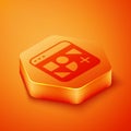 Isometric Different files icon isolated on orange background. Orange hexagon button. Vector Royalty Free Stock Photo