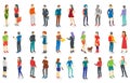 Isometric different people set isolated vector illustration.