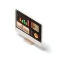 Isometric digital analytics dashboard with charts graphs Royalty Free Stock Photo